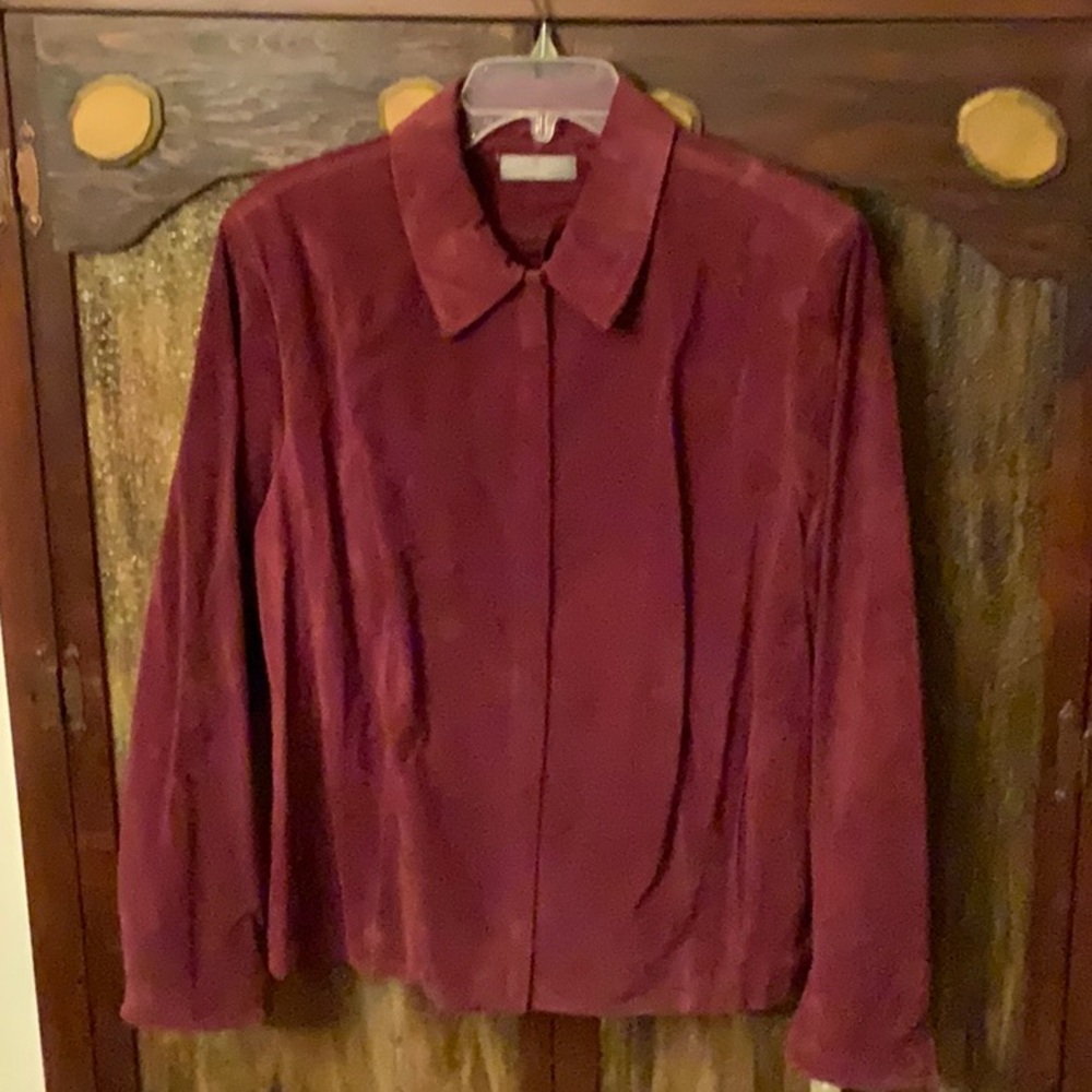 Kate Hill Womens Suede Zippered Jacket